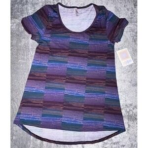 LulaRoe Classic T  Women's Size XXS Purple Blue‎ Burgundy NWT